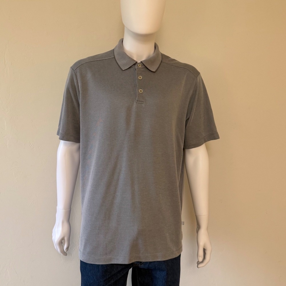 Tommy Bahama Mens XL/TG Gray‎ Modal Blend Short Sleeve Textured Polo Shirt
